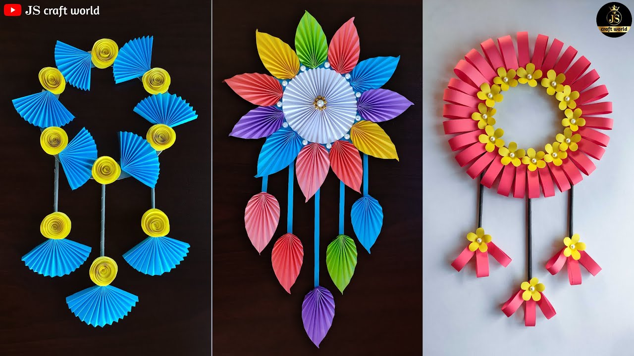 3 Easy & Quick Wall Hanging Craft Ideas / Unique Paper Wall mate / A4 Paper Crafts / CardBoard ...