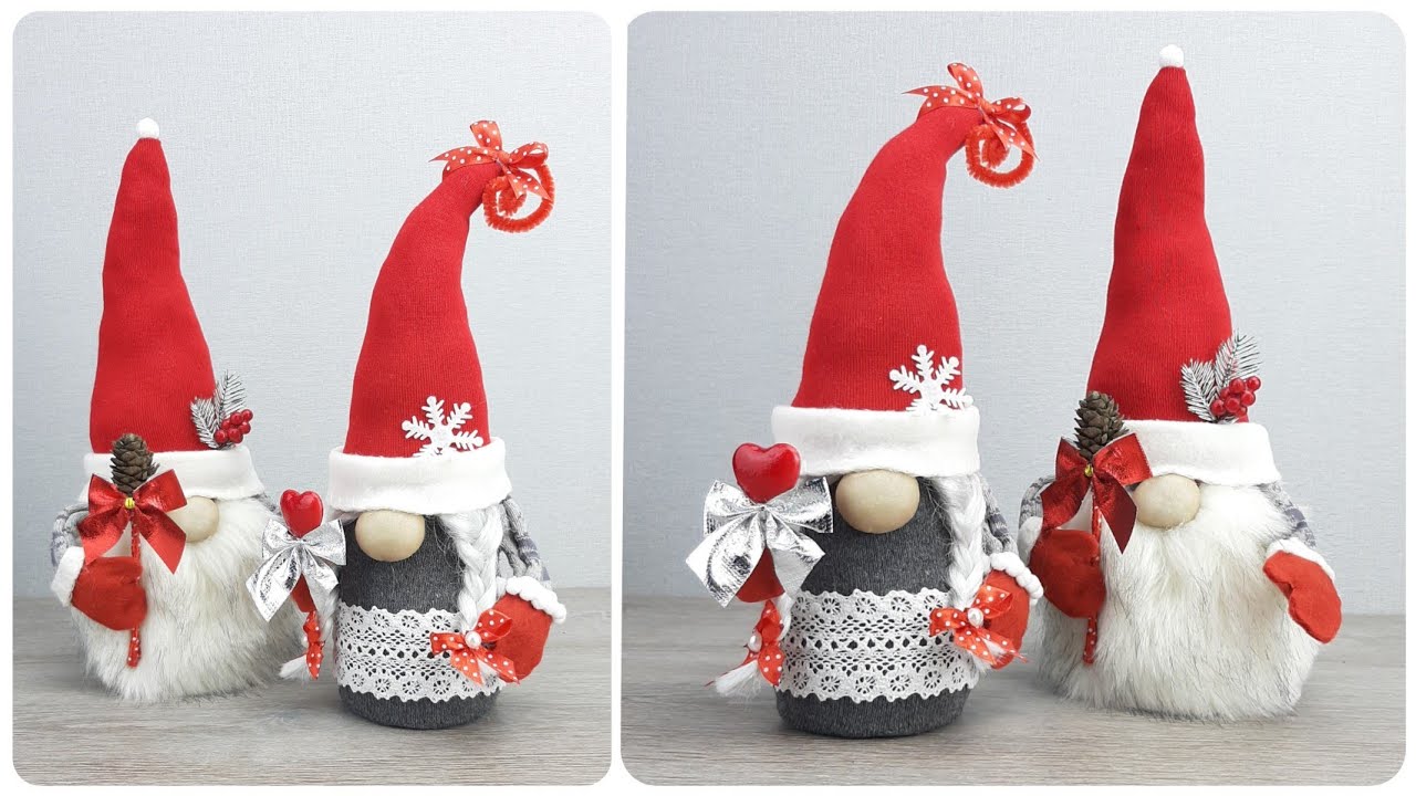 Como hacer gnomos de navidad con calcetines