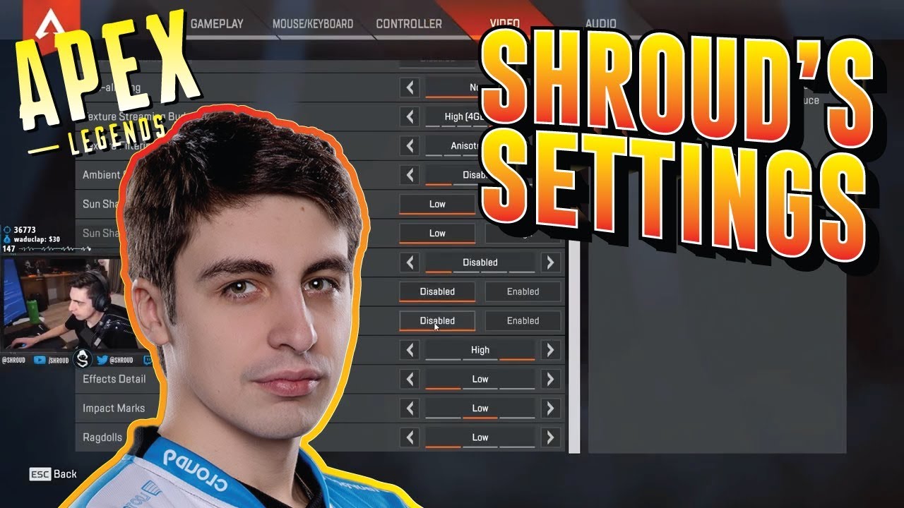 Shroud Shows His Apex Legends Settings 19 Sensitivity Keybinds And Graphics Youtube