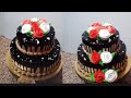 Chocolate 🍫 Cake | Wonderful Design | White Red Flower 🌷| Brown Colour Cake icing 😍