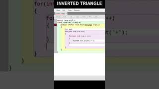 HOW TO MAKE A INVERTED-TRIANGLE IN JAVA #shorts #short #java
