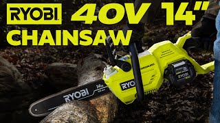 Ryobi 40V 14' Electric Cordless Chainsaw Setup and First Use