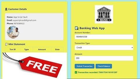 How Make an Banking System Google Sheet And App Script AppScript Vault #coding  #free  #banking Free