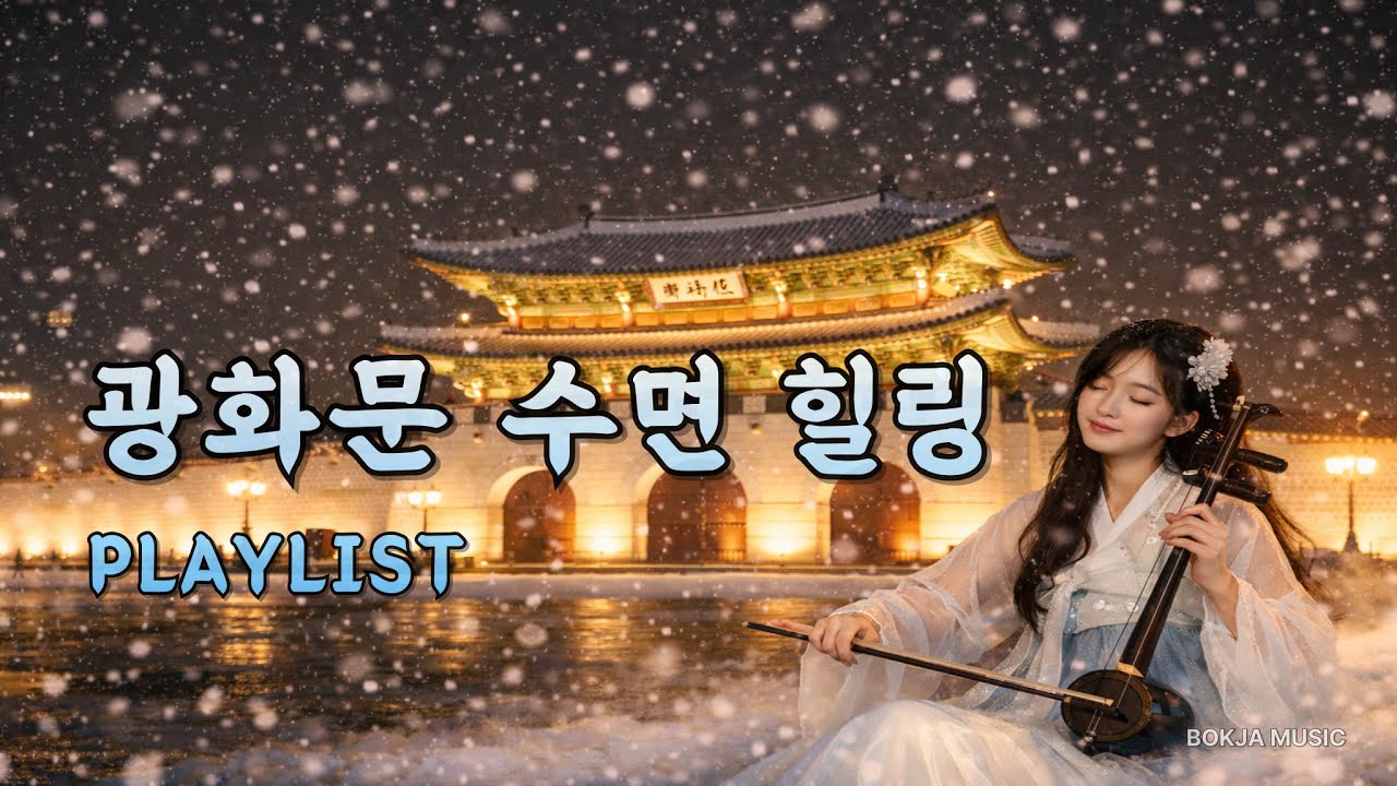 눈 내리는 광화문 밤 | 해금과 첼로 수면 힐링 음악 ❄️🎻 | 복자뮤직마당