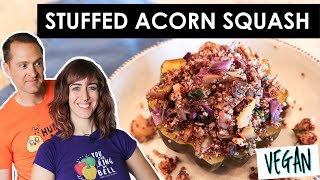 Simple Plant-Based Stuffed Acorn Squash | Vegan Oil Free