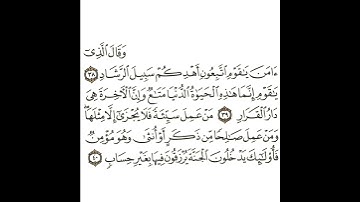 سورة غافر 14 القسم الرابع عشر تكرار كيفي من .. وقال الذي آمن يا قوم اتبعون أهديكم .. إلى .. حساب