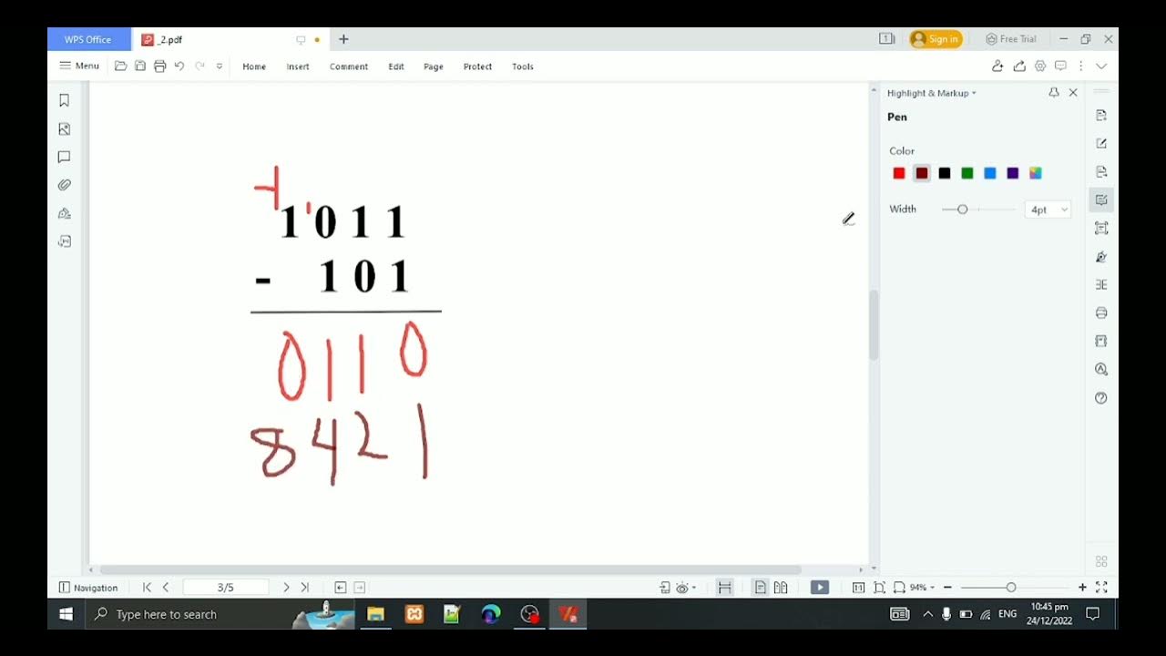 how-to-subtract-two-binary-numbers-youtube