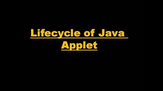 Applet Life Cycle |  | Java Applet Introduction |Java Tutorial | Java Programming Lectures Hindi