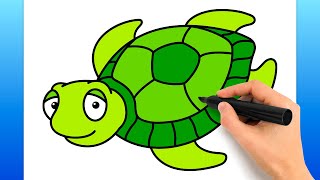 How To Draw A Sea Turtle (Easy Drawing Tutorial)