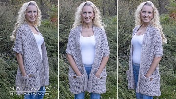 HOW to CROCHET POCKET SHAWL - Easy Wrap with Pockets by Naztazia