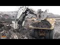 *HUGE* Liebherr R9350 mining shovel working in a Scottish opencast coal mine