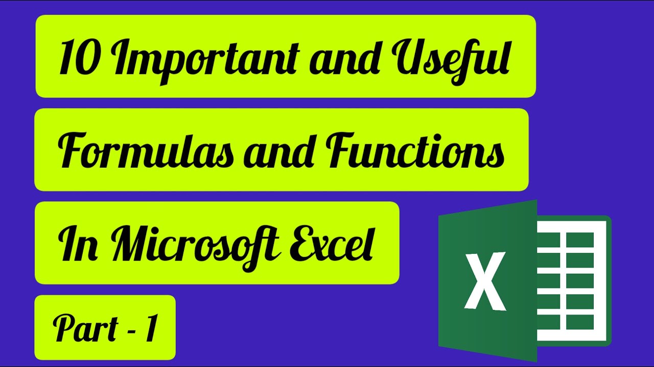 10 Important Formulas and Functions in Excel - YouTube