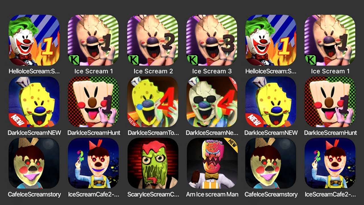 Hello Ice Scream , Ice Scream 1, Ice Scream 2, Ice Scream 3, Dark Ice Scream NEW, Dark Ice Scream...