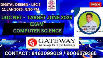 UGC NET TARGET JUNE 2025 COMPUTER SCIENCE & APPLICATION : DIGITAL DESIGN LEC - 2 LIVE STREAMING