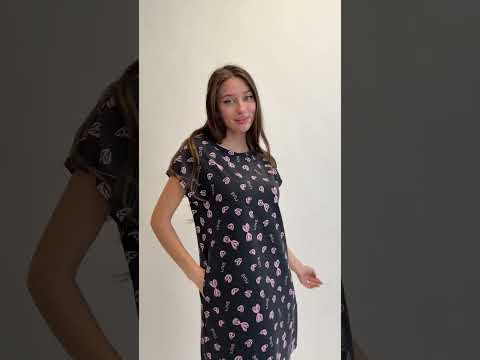 Купить Бавовняна туніка з коротким рукавом LINGERIE 170873 в Украина в Lingerie.ua - Одяг для дому та відпочинку, Відео 1