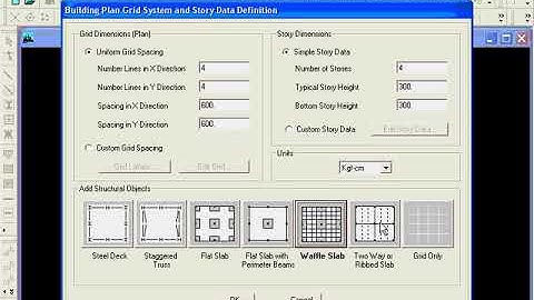 ETABS Clase 1 Video 9 Flat Slab with perimeter Beams Waffle Slab Two way or Ribbed Slab Grid Only