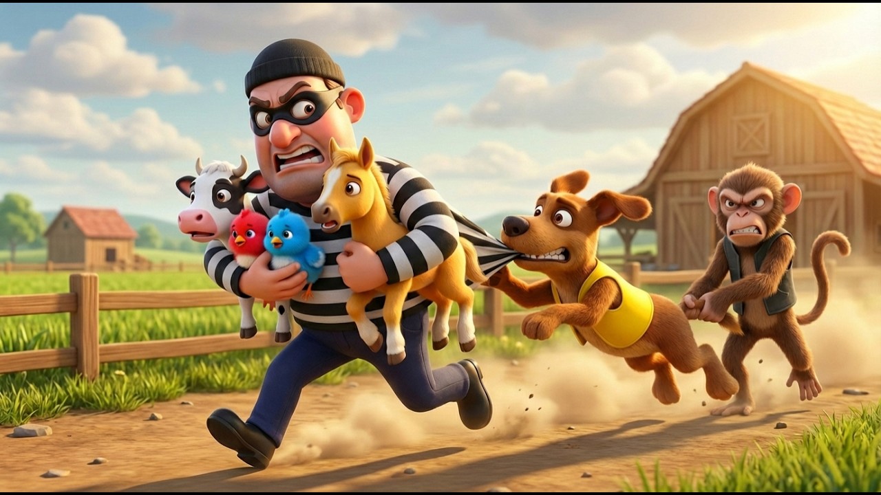 Thief Steals All the Farm Animals… But a Brave Dog Fights Back! 🐶 | Funny Cartoon | Mama Toons