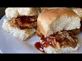 How to make easy BBQ Chicken Sliders // Slow Cooker meal