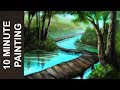 Painting a Boardwalk through the Forest River with Acrylics in 10 Minutes!