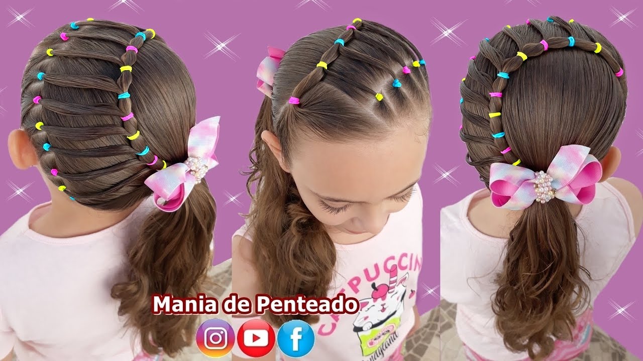 Penteado Infantil em Escada com Ligas Coloridas | Ponytail Hairstyle with  Colors Elastics for Girls🌈 - thptnganamst.edu.vn