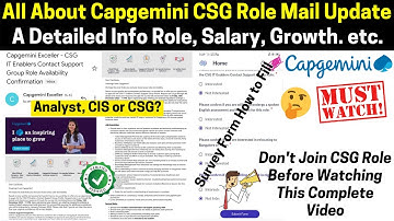 All About Capgemini CSG Role Survey Mail Update Job Role, Skills, Full Work Pressure, Salary, Growth