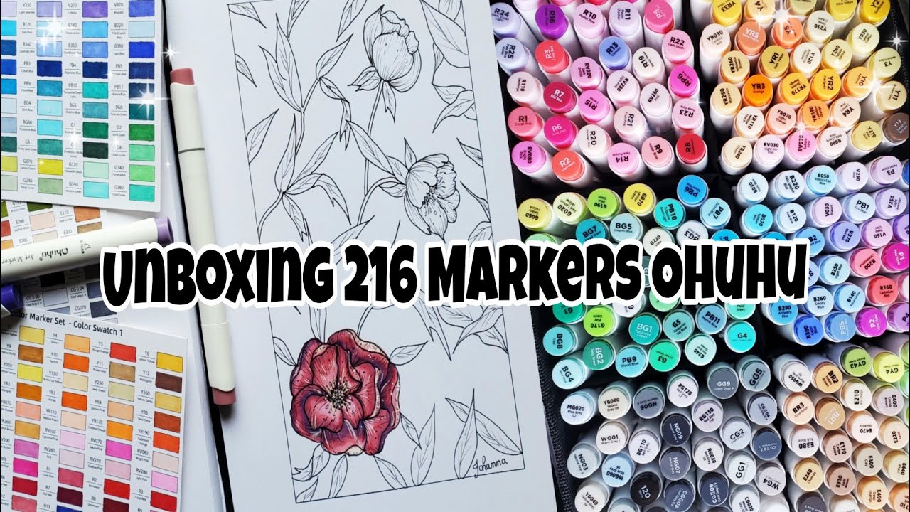 Unboxing 216 markers alcool ohuhu et comment faire des dégradés
