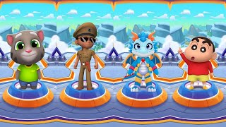 Talking Tom Gold Run vs Subway Rush 3D vs Little Singham vs ShinChan - Gameplay screenshot 2