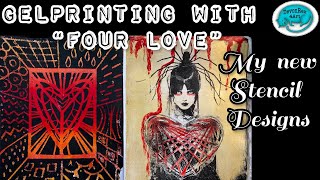 Gel printing with “Four Love” stencil set: Livestream