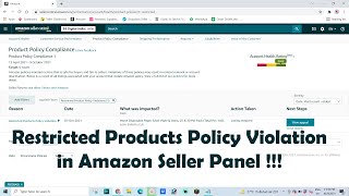 Restricted Products Policy Violation in Amazon Seller Panel !!!