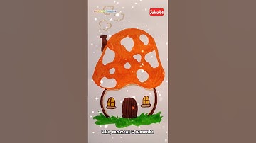 How to draw a Simple Mushroom 🍄 House  #drawing #art #youtube #shortvideo #short