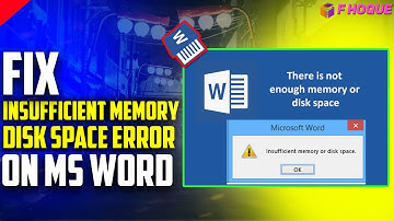 how to fix insufficient memory in MS word | how to fix disk space error | F HOQUE |