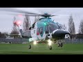 Kent/Surrey air ambulance AW169 close up departure from Stanwell, Surrey - 1/2/25 4K