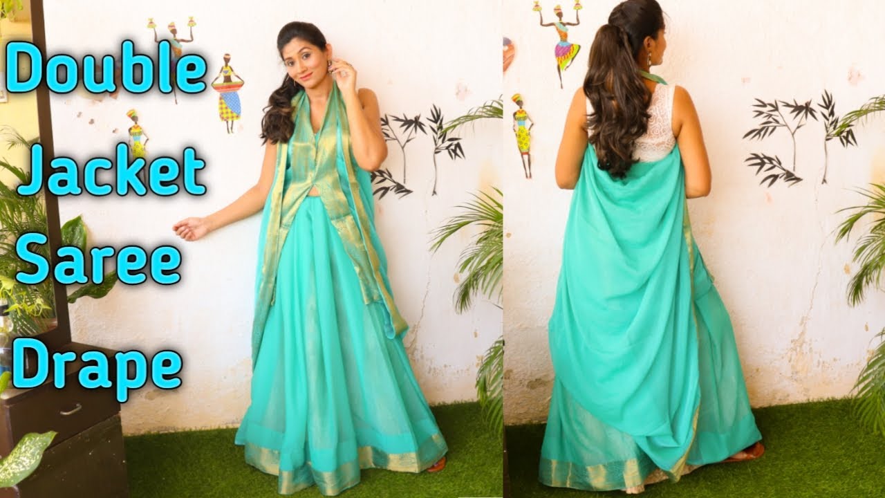 How to drape a chiffon saree, Drape Saree in Koti and Jacket Style step by  step tutorial