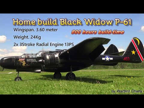 57" wingspan P-61 Black Widow R/c Plane short kit/semi kit and plans 