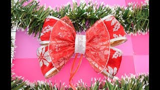 Como hacer un moño navideño // How to Make a Christmas Bow // Moño para Navidad - Loveluzlop