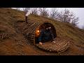 Building a Cozy and Secret Dugout with a Warm Bed and Heated Floor | Bushcraft