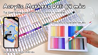 [DIY] 🎨 How to create Color Swatches Sample of Acrylic Marker Deli 64 colors + Review #lvmaichi