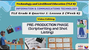 TLE Grade 8 Quarter 1 Lesson 2 Week 6 PRE PRODUCTION PHASE Scriptwriting and Shot Listing