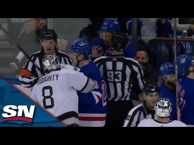 Rangers' K'Andre Miller ejected for spitting on Kings' Drew Doughty