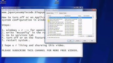 How to turn off or on Application Experience using system configuration in windows 7