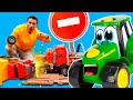 Johnny le tracteur apprend les règles de circulation! Jeux avec voitures pour enfants.