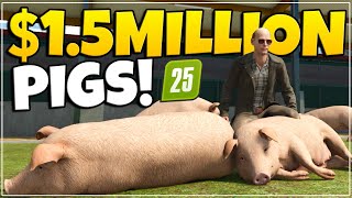 I SPENT $1.5MILLION ON PIGS In Farming Simulator 25!