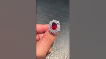 A five-carat ruby with velvety brilliance, surrounded by a cluster of diamond sparkles #shortsfeed