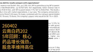 0402-云南白药2025年回顾：核心药品增长强劲，股息率维持高位