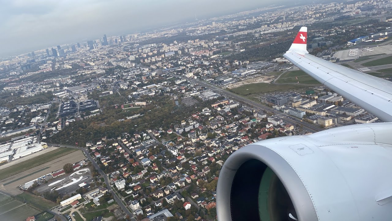 SWISS Airbus A220-300 Powerful Takeoff from Warsaw Chopin Airport (WAW)