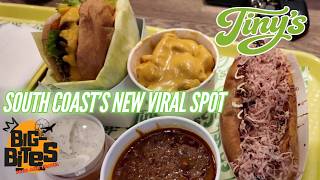 Tiny's Burger South Coast Plaza's Viral Burger! Gourmet Burger, Hot Dog and Tots #food #foodie #fyp
