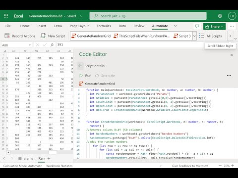 Excel Office Scripts   Generate a random grid of size n