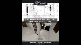 A floor plan shows the staircase. 3D shows the moment.