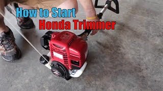 Honda 4 Stroke Trimmer Brushcutter How to Start, Cold Start. HHT35s GX35 Versattach hht25s UMK425U