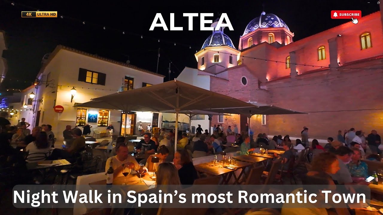 Altea: Night Walk in the Most Elegant & Romantic Town on the Costa Blanca | 4K